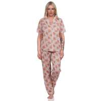 Damen Pyjama zweiteiliger Schlafanzug Pyjama-Set; Aprikose M/38