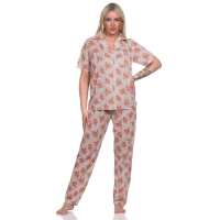 Damen Pyjama zweiteiliger Schlafanzug Pyjama-Set; Aprikose M/38