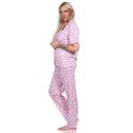Damen Pyjama kurzarm Schlafanzug Blumenmuster Knopfleiste;