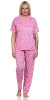 Damen Pyjama kurzarm Schlafanzug Pyjama-Set;  Pink M/38