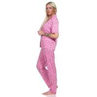 Damen Pyjama kurzarm Schlafanzug Pyjama-Set;  Pink L/40