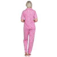Damen Pyjama kurzarm Schlafanzug Pyjama-Set;  Pink L/40