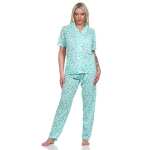 Damen Pyjama kurzarm Schlafanzug Pyjama-Set;  Grün L/40