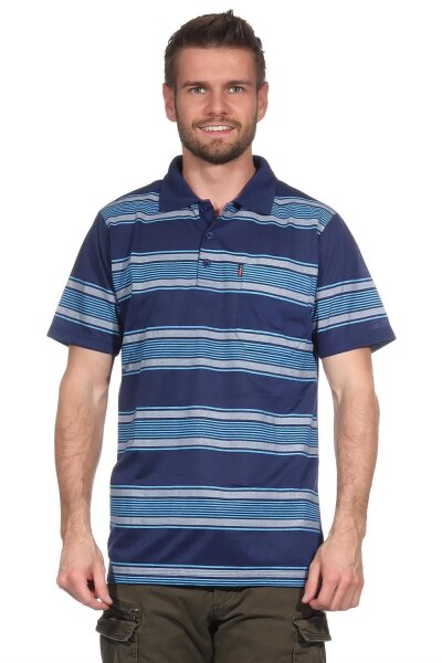Herren Poloshirt Sommer Polo-Hemd Kurzarm gestreift, Dunkelblau M