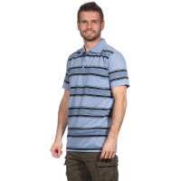 Herren Poloshirt Sommer Polo-Hemd Kurzarm gestreift, Grau-Blau M