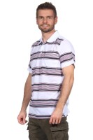 Herren Poloshirt Sommer Polo-Hemd Kurzarm gestreift, Weiß M