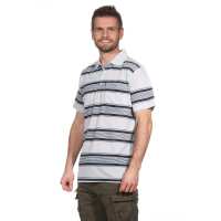 Herren Poloshirt Sommer Polo-Hemd Kurzarm gestreift, Hellgrau M
