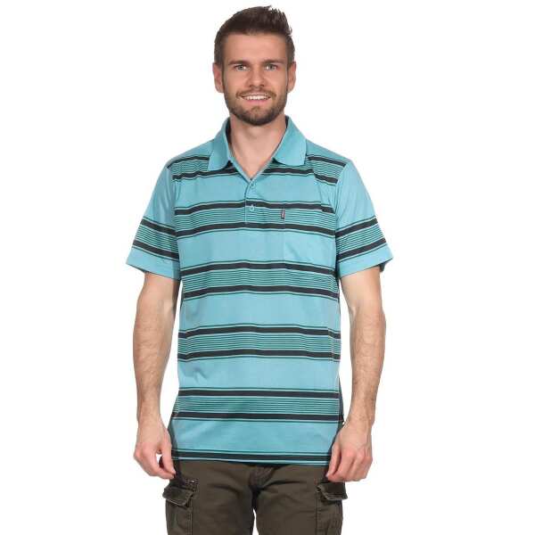 Herren Poloshirt Sommer Polo-Hemd Kurzarm gestreift, Grün M