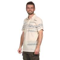 Herren Poloshirt Sommer Polo-Hemd Kurzarm mit Muster,  Beige L