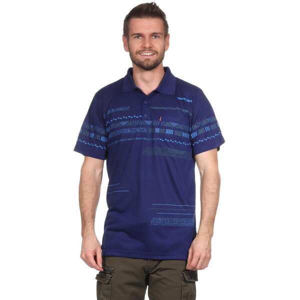 Herren Poloshirt Sommer Polo-Hemd Kurzarm mit Muster,  Dunkelblau M