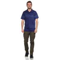 Herren Poloshirt Sommer Polo-Hemd Kurzarm mit Muster,  Dunkelblau M