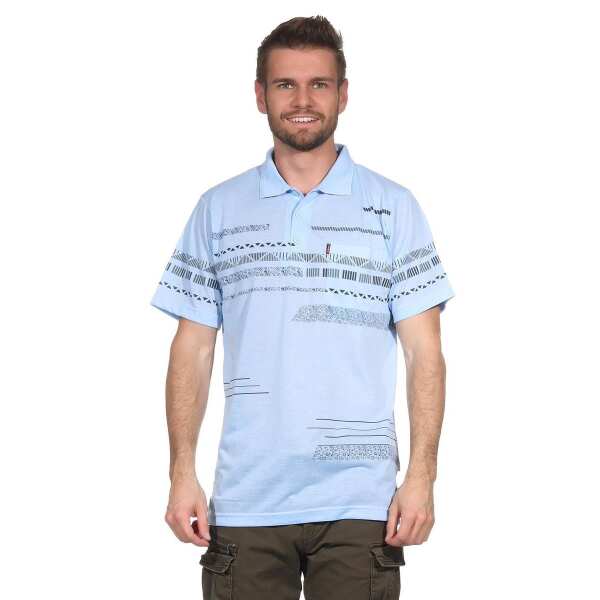 Herren Poloshirt Sommer Polo-Hemd Kurzarm mit Muster,  Hellblau M