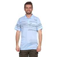 Herren Poloshirt Sommer Polo-Hemd Kurzarm mit Muster,  Hellblau M