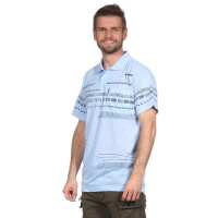 Herren Poloshirt Sommer Polo-Hemd Kurzarm mit Muster,  Hellblau M