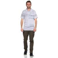 Herren Poloshirt Sommer Polo-Hemd Kurzarm mit Muster,  Hellgrau M