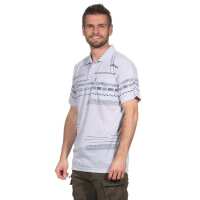 Herren Poloshirt Sommer Polo-Hemd Kurzarm mit Muster,  Hellgrau M