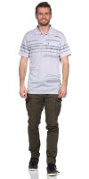 Herren Poloshirt Sommer Polo-Hemd Kurzarm mit Muster,  Hellgrau L