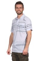 Herren Poloshirt Sommer Polo-Hemd Kurzarm mit Muster,  Hellgrau L