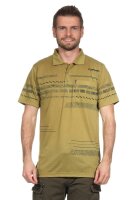 Herren Poloshirt Sommer Polo-Hemd Kurzarm mit Muster,  Khaki L