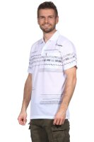 Herren Poloshirt Sommer Polo-Hemd Kurzarm mit Muster,  Weiß XL