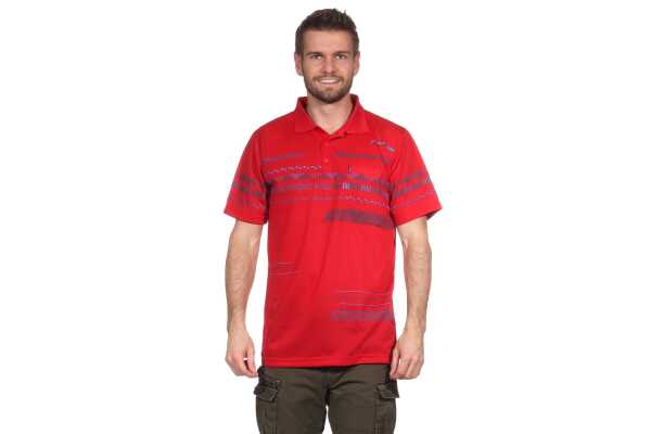 Herren Poloshirt Sommer Polo-Hemd Kurzarm mit Muster,  Rot XL