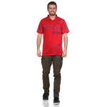Herren Poloshirt Sommer Polo-Hemd Kurzarm mit Muster,  Rot XL