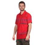 Herren Poloshirt Sommer Polo-Hemd Kurzarm mit Muster,  Rot XL