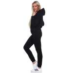 Damen Jogginganzug Freizeitanzug mit Kapuzenpullover;  Schwarz/2XL/44