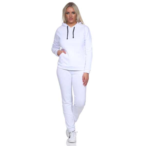 Damen Jogginganzug Freizeitanzug mit Kapuzenpullover;  Weiß/M/38
