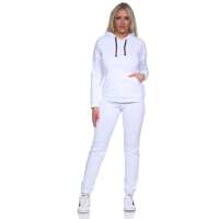 Damen Jogginganzug Freizeitanzug mit Kapuzenpullover;  Weiß/M/38