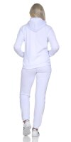 Damen Jogginganzug Freizeitanzug mit Kapuzenpullover;  Weiß/L/40