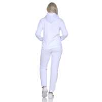 Damen Jogginganzug Freizeitanzug mit Kapuzenpullover;  Weiß/2XL/44