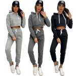 Damen Jogginganzug Freizeitanzug mit Kapuzenpullover, S M L XL