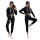 Damen Jogginganzug Freizeitanzug mit Kapuzenpullover;  Schwarz XL/42