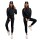Damen Jogginganzug Freizeitanzug mit Hoodie, Schwarz S/36
