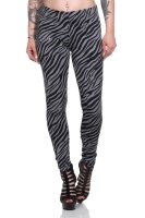 Damen Basic Leggings,  Zebra, Grau-Schwarz/S/36