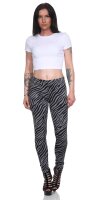 Damen Basic Leggings,  Zebra, Grau-Schwarz/S/36