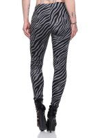 Damen Basic Leggings,  Zebra, Grau-Schwarz/S/36