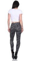 Damen Basic Leggings,  Zebra, Grau-Schwarz/S/36