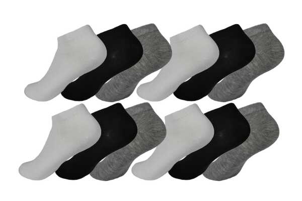 12 Paar Kinder Sneaker Jungen & Mädchen Socken Baumwolle,  Gr. 23-26 27-30 31-34 35-38