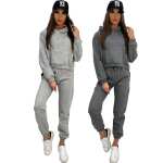 Damen Jogginganzug Sport Freizeitanzug mit Kapuzenpullover, S M L XL