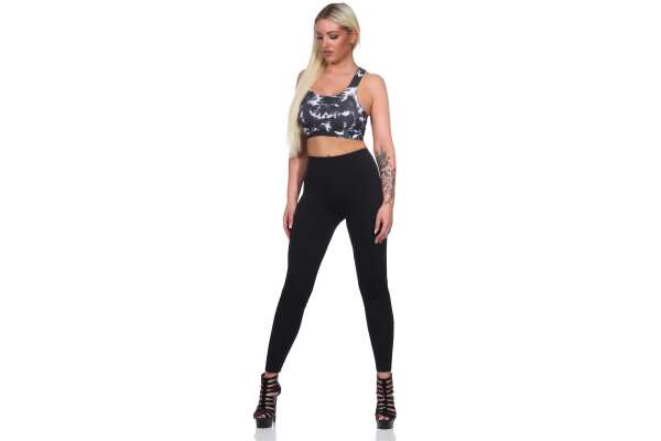 Damen Leggings Schwarz Lang Stretch Freizeit Fitness XS-2XL