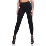 Damen Leggings Schwarz Lang Stretch Freizeit Fitness XS-2XL