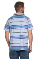 Herren Poloshirt Sommer Polo-Hemd Kurzarm gestreift,  Grau-Blau XL