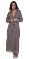 Damen langes Kimono Nachtmantel Seidenrobe Morgenmantel; Cappuccino/S/M/L
