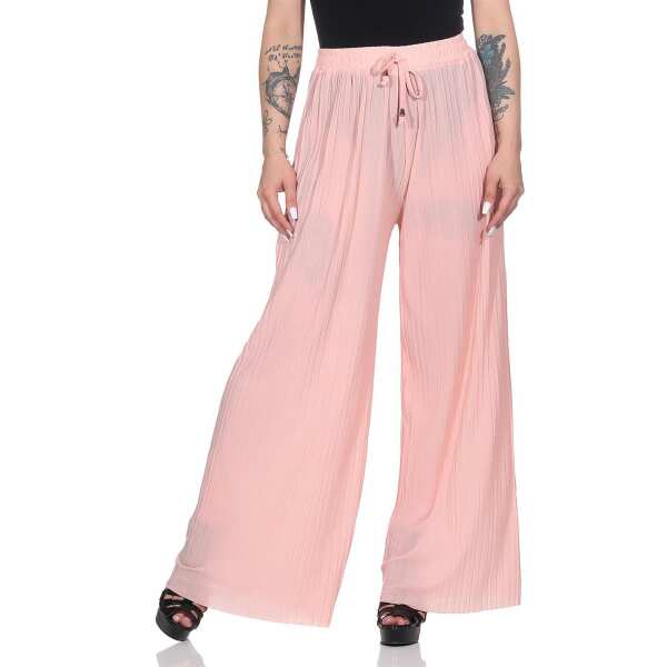 Damen Sommer Chiffon Hose Sommer Strandhose Lässig Rosa S/M
