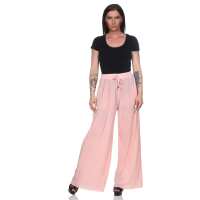Damen Sommer Chiffon Hose Sommer Strandhose Lässig Rosa S/M