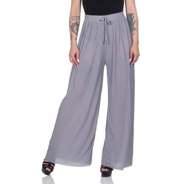 Damen Sommer Chiffon Hose Sommer Strandhose Lässig Grau L/XL