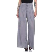 Damen Sommer Chiffon Hose Sommer Strandhose Lässig Grau L/XL
