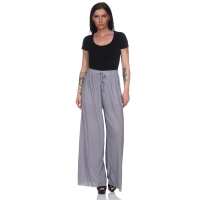 Damen Sommer Chiffon Hose Sommer Strandhose Lässig Grau L/XL